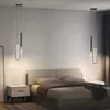Lampade a sospensione Modern Black Hanging per illuminazione da comodino camera da letto AC 220V LED Lampada a sospensione a soffitto alto con cavo lungo