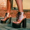 Sandaler Sarairis Summer 2022 Sexig festklubb Kvinnor Sandaler Street Punk Platform Super High Heeled Chain Female Shoes for Woman T221209