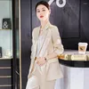 Women's Two Piece Pants 2022 Autumn Winter Formal Ladies Green Blazer Women Business Suits With Sets Work Wear Office Uniform 5XL Size