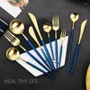Dinnerware Sets Stainless Steel Cutlery Gold Dinner Fork Knives Dessert Spoons Tea Ice Spoon Butter Knife Set Tableware