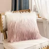 Pillow CLuxury Pillowcase 50x50 Cm Cover Artificial Fur Pink Gray Blue Orange Sofa Bedroom Car Soft Home Decoration