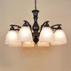 Pendant Lamps European Wrought Iron Chandelier Simple Pastoral Living Room Dining Bedroom 3 5 6 8 American Retro Lighting