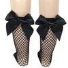 Summer Baby Girls Kids Mesh Socks Bow Fishnet Ankle High Lace Fish Net Vintage Back Short Girl M4262