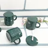 Canecas criativas Lua verde escura / caneca de terra criativa Trendência meninos garotas chá de café cerâmica com colher de café da manhã leite