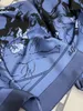 Women's Square Scarf Scarves Goodquality 100% Twill Silk Material Dark Blue Pint Letters H￤stm￶nster Storlek 130 cm - 130 cm