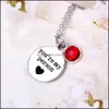 Pendant Necklaces You Are My Person Letters Necklace Round Crystal Birthstone Pendants Lover Heart Statement For Women Friends Drop Otg14