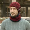 Set aus Schals und Handschuhen, warmer Pullover, Schal und dickem Fell, für Erwachsene, Kinder, Herbst und Winter, Herren-Strickmütze