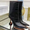 Boots 2023 Женская имитация крокодила кожа четыре сезона сексуальная мода на высоком каблуке на коленях на коленях