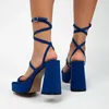 Ankle 2022 Summer Square Femme Toe Sandals Platform Stracts Femme Pumps Sexy Mature Mature Block High Heels Solid Fashion Chaussures T221209 816