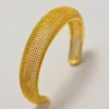 Bangle 4Pcs Luxury Grid Gold Color Bangles For Women Man Bride Bracelets Ethiopian/france/African/Dubai Jewelry Wedding Gifts Can Open