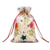 10x15cm Christmas Gift Wrap bag Snow flower hot gold band mouth gauze bag Eve holiday candy packing LK401