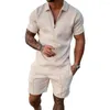 Men's Tracksuits 2Pcs/Set Men Outfit Tracksuit Animal Short Sleeves Loose Type Zipper Lapel Plus Size Top Shorts Set