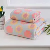 Towel Flower Coral Velvet Hand Towels For Adults Set Bathroom Sport Bath 34x74cm/70x140cm 2pcs/set