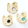 Cluster Rings Boho Open Ring Gold Plated Stainless Steel For Women Turquoise 4 Layers Hollow Luxury Designer 2022 Trend Jewelry