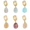 Stud -oorbellen natuursteenkruis Dange voor vrouwen roestvrij staal vintage charmes sieraden accessoires geschenken Groothandel 1 pcc