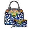 イブニングバッグForudesigns Polynesian Gradient Tattoo Women Handbag Pohnpei Plumeria Print Ladies Shaldled Bag 2pcs/set Tote Bagwallet