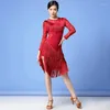 Stage Wear 2022 Women Latin Dance Dress Salsa Samba Skirt Adult Fringes Tango Rumba Flamengo Ballroom For Costume