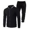 Survêtements pour hommes 2 pièces/ensemble hommes survêtement poche fermeture éclair couture contraste couleur chaud manteau pantalon ensembles vêtements De sport Conjuntos De