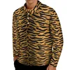 Polos pour hommes Polos à imprimé tigre Chemise décontractée à rayures pour hommes Automne Cool Col rabattu Manches longues T-shirts surdimensionnés personnalisés