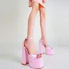 女性の厚いセクシーなサンダルカリンルナヒールウェディングプラットフォーム女性靴サマーフィッシュマウススーパーハイヒールピンクピンクビッグサイズt221209 850 s