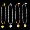 Perles rondes luxe perlé bracelet designer chaîne femme collier bracelet classique coeur ensemble or 18 carats fille Saint Valentin cadeau bijoux en acier inoxydable avec boîte