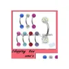 مجوهرات الحواجب E10 Shambhalla Ring 50pcs/Lot Mix 10 Color Shamballa Disco Ball Stud Piercing Jewery Bar Drop Drop