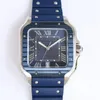 Zilveren vierkante luxe horloges 40 mm 904L roestvrijstalen kast Blauwe wijzerplaat AsiaETA 2836 Automatisch waterdicht horloge Mode herenhorloges