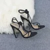 Sandals 11.5CM Fine High Heels Sandals Footwear Cross-tied Ankle Strap Sandals Stripper Women Point Toe Female Sexy Shoes Summer Party T230208