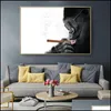 Schilderijen Monkey Smokposters Zwart en witte muur schilderij voor woonkamer Home Decor Animal Canvas Pictures No Frame D Home Insefmaak DH7V4