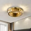 Takljus lyxig LED Crystal Lamp Round Chandelier f￶r sovrum modern heminredning kreativ ljus fixtur guld cristal lyster