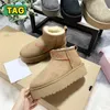 Fashion Australia Classic Ultra Mini plataforma botas Tazz camur￧a chinelam feminino designer de botas de neve chinelas castanhas castanhas marrom boteias de cisalhamento de pele de carneiro