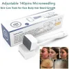 Profissional ajust￡vel 140pins Microneedling Derma Carimbo Microneedle Roller com protetor Tampa de agulha Ferramentas de cuidados com a pele para face