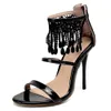 Designer feminino de feminino alto nicho de sandálias Novas saltos de sandálias brancas tassel ladras elegantes festas de verão sapatos t2221209 609