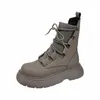 Boots Women 2022 redondo com calcanhar de calcanhar de toe redond