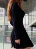 Casual Kleider Frauen Elegante Gestrickte Pullover Mini Schwarz Kleid Damen Schlank Vintage Bodycon Party Streetwear Vestidos Femme Kleidung Robe