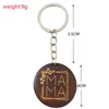 Holiday Party Mother's Day Gift Diy Blank Mama Wood Key Chain Round Car Pendant Dh660