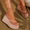 Sandalen Absätze Frauen weibliche Modeketten Keile Metallplattform Schuhe 2022 Neue Sommer Ladies Clip Zeh Knöchel -Gurt lässig Sandale T221209 88