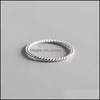 Bandringar 100 ￤kta 925 Sterling Sier Finger for Ladies Girls Simple Personality Twist 1.2mm koreanska ringsmycken YMR551 Drop Deliv OTCCK