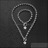Colares pendentes Sier Gold Love Colar Bracelet Conjunto de j￳ias de casamento Bagta de cora￧￣o 2 em 1 Acess￳rios de moda x199fz A Drop de dham7