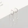 Pendientes de aro WTLTC 925 Sterling Sliver Cadenas de eslabones largos Cadena de doble cara Borla Diseño de moda Aros para ella