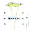 Set di rubinetti per doccia da bagno con corpo principale termostatico a soffitto, da 20 pollici, a LED, con musica, soffione a pioggia, cascata