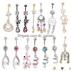 Nombril Bell Button Rings Wholes 20Pcs Mix Style Belly Ring Body Piercing Dangle Beach Bijoux Drop Delivery Dhbe57392207