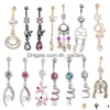 Göbek Çan Düğmesi Yüzük Topçuklar 20 PCS Karışım Stili Göbek Halkası Vücut Piercing Dangle Beach Takı Damlası Teslimat DHBE5264T