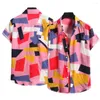 Chemises décontractées pour hommes Hauts de plage pour hommes Couleurs élégantes Cardigan assorti Colorfast Chemise colorée Hommes Vêtement d'été