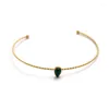 Pulseira boêmia colorida de pulseiras de pedra para mulheres aço inoxidável círculo fino pulseiras de metal ajustáveis ​​jóias vintage
