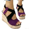 BUCKLE SANDALS Summer Wedge Platform Open Toe Casual Solid Mid Pumps Heel Shoes for Women 2022 Chaussure Femme T221209 851