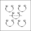 Navel Bell Button Rings Nose Body Piercing Jewelry Stainless Steel Open Hoop Earring Studs Fake Non Ring Accessories For Women Men Dh3Aj