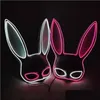 Party Masks Luminous Led Mask Cosplay Rabbit Costumes Accessories Sexy Bunny Half Face Women For Stage Performance Carnival Homefavor Dhhsq