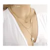 Anhänger Halsketten Mode Mti Layer Halskette Stern Münze Einfache Gold Sier Farbe Geschenk für Frauen Mädchen Großhandel Schmuck Drop Lieferung Stift Otbkn