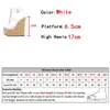 Sandals Liyke Size 35-42 White Transparent Sandals For Women Summer Fashion Open Toe Buckle Strap Platform Wedge Heels Rhinestone Shoes T221209